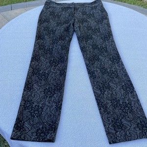 Vince Camuto Floral Printed Pants Women’s Size 6 Black and Gray Straight Leg